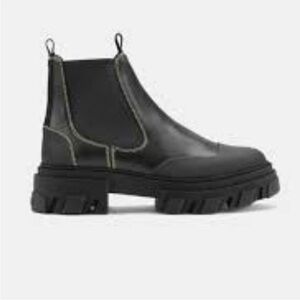 GANNI Calf Leather Chunky sole  Low Chelsea Ankle boots Black Size 38